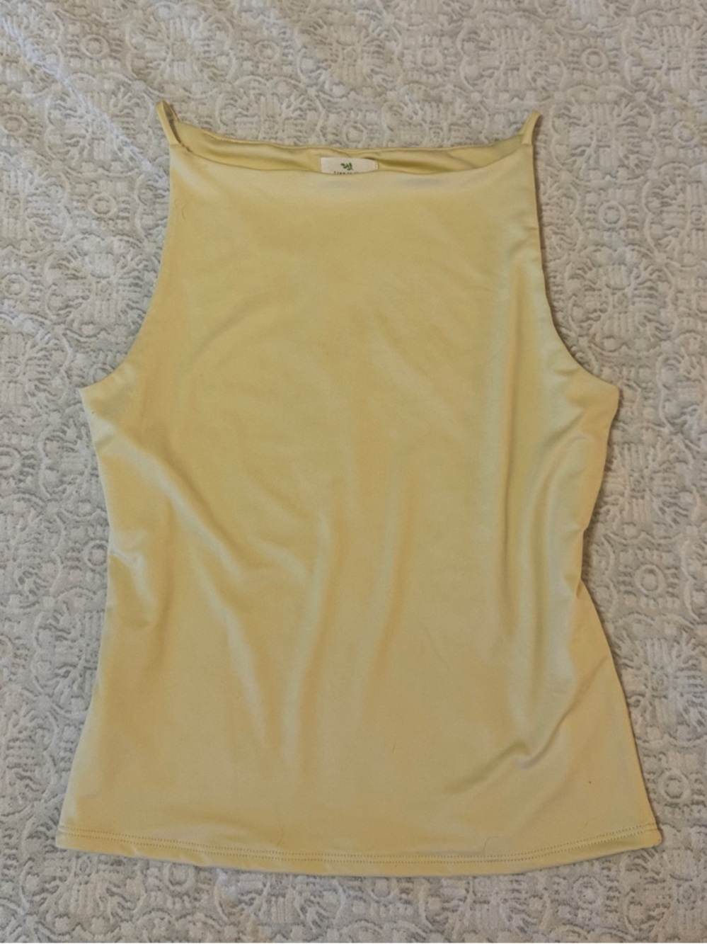 Soft Yellow High-Neck Women's Tank Top